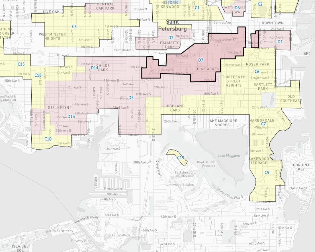Map of Redlining in St. Petersburg